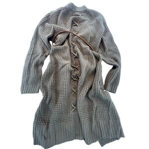 Olive &‎ Oak Women's Cardigan Duster Sweater Knit Gray Button Front Belted L